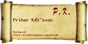 Priher Kászon névjegykártya